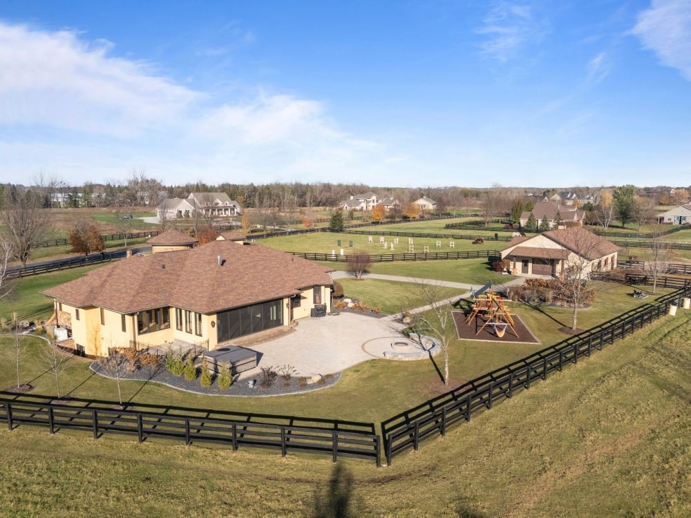 Expanded patio and fire pit in luxury equestrian estate, Appleton WI