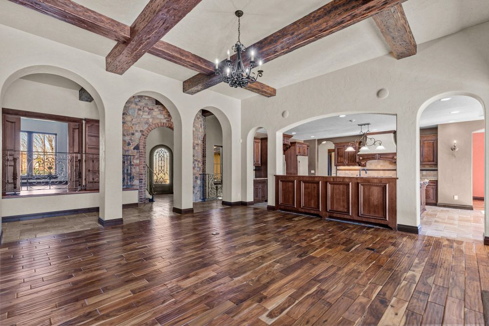 Mediterranean Revival living room in equestrian estate, Appleton WI