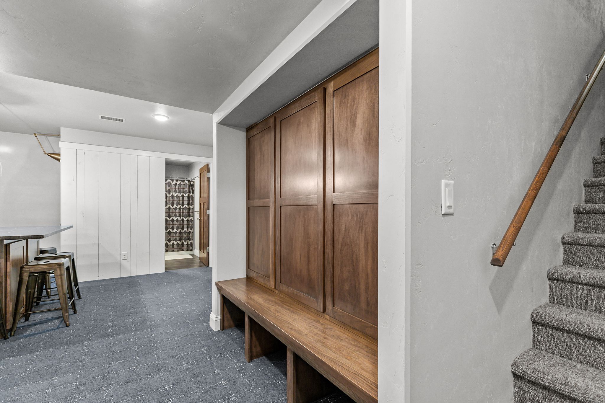 Custom locker-style storage in the lower level at W6681 Charleen Ln in Greenville, WI