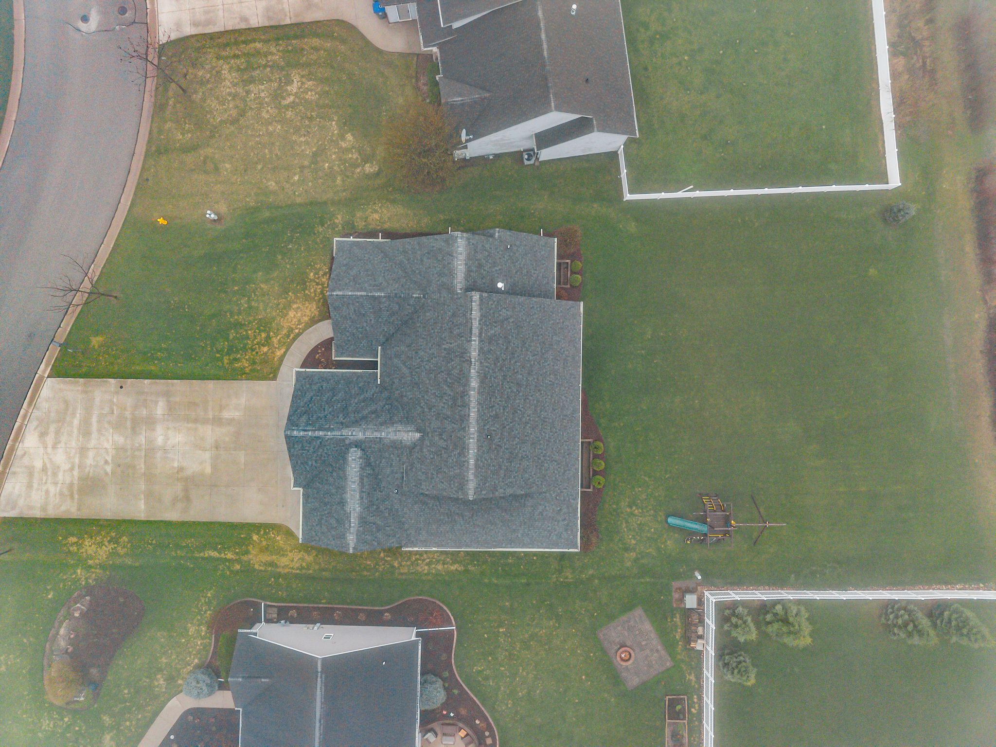 Aerial overview of W6681 Charleen Ln in Greenville, WI and the surrounding lot