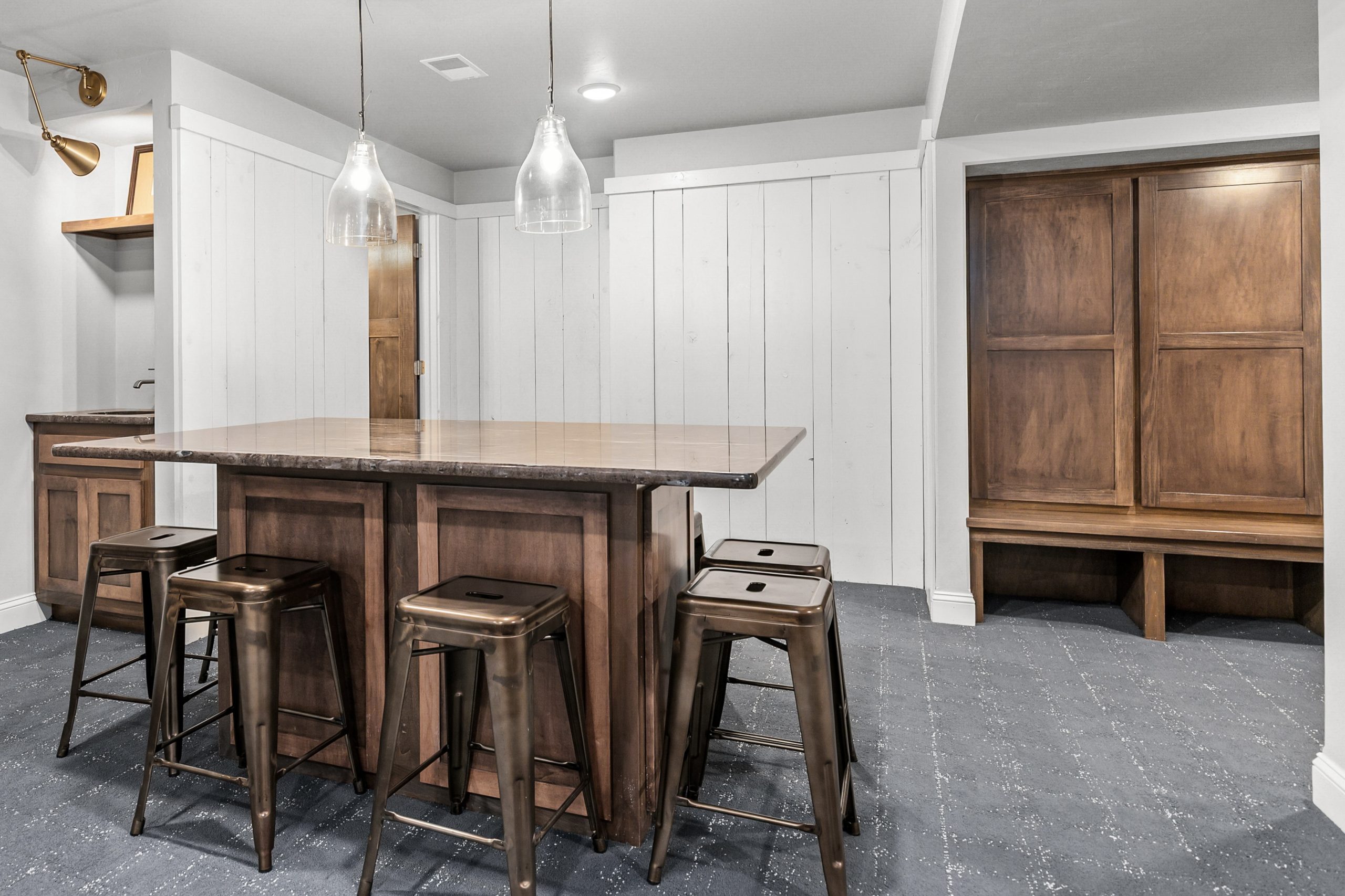 Lower-level rec room with game table at W6681 Charleen Ln in Greenville, WI