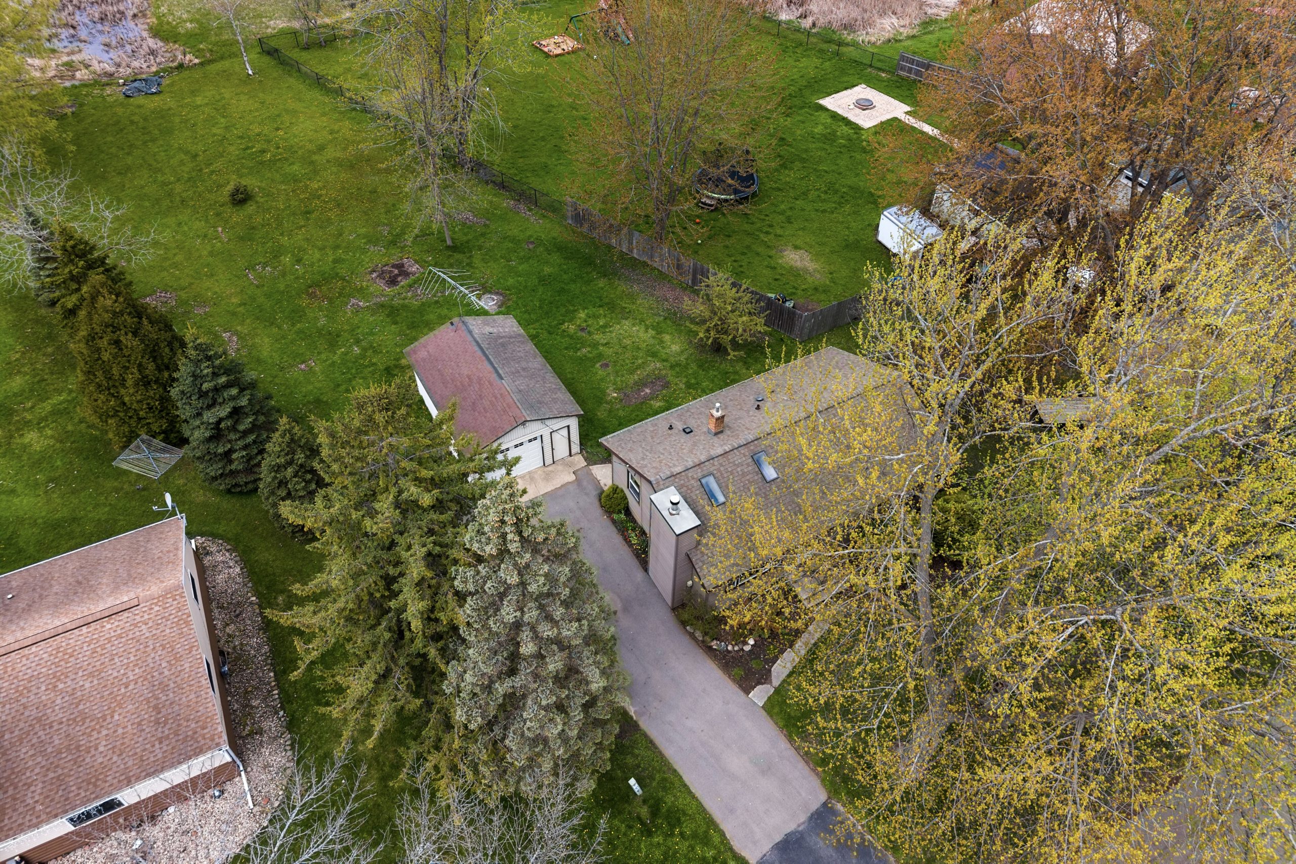 Backyard aerial view of 607 Hunters Point Rd in Neenah Wisconsin