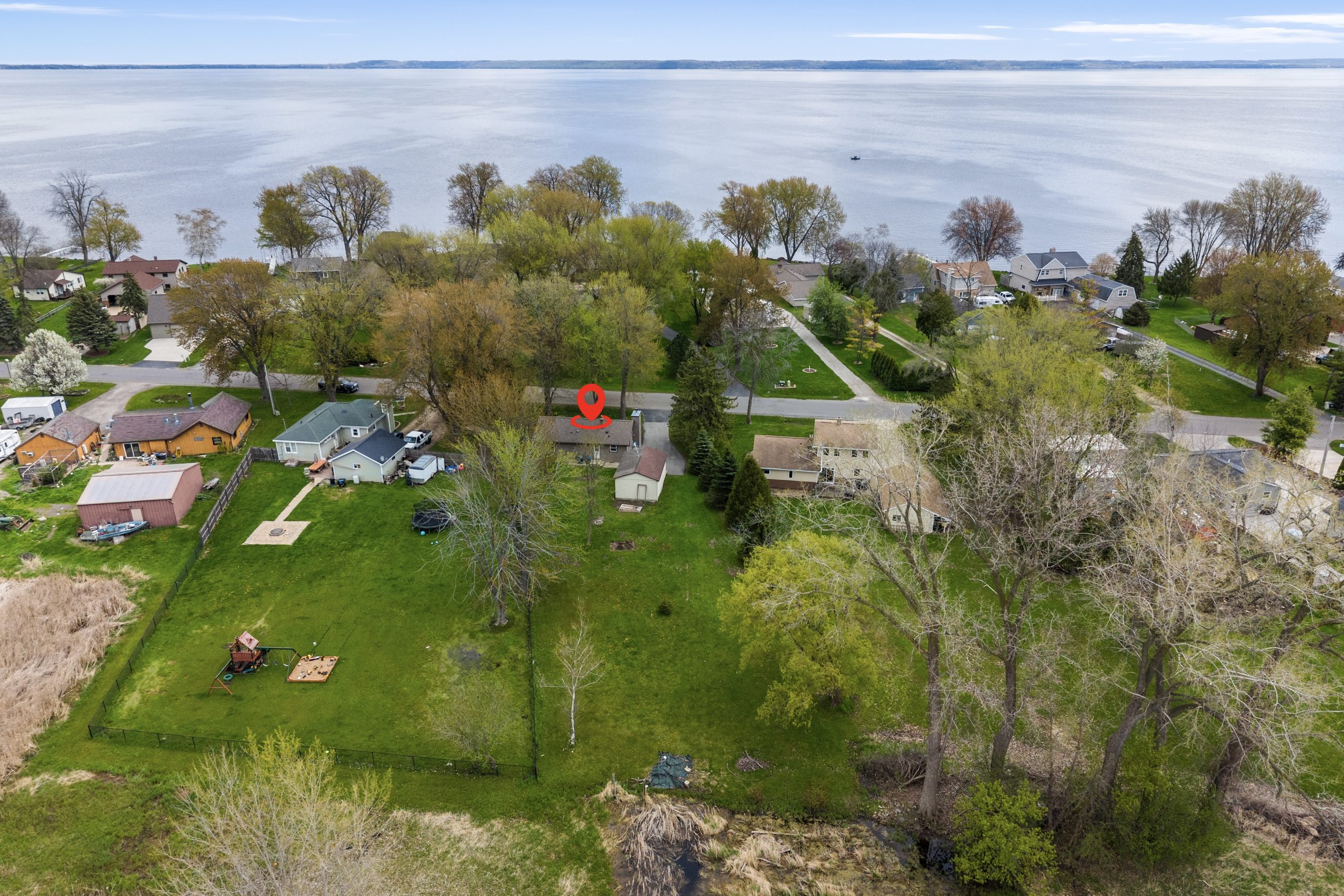 Lake Winnebago area aerial near 607 Hunters Point Rd in Neenah Wisconsin