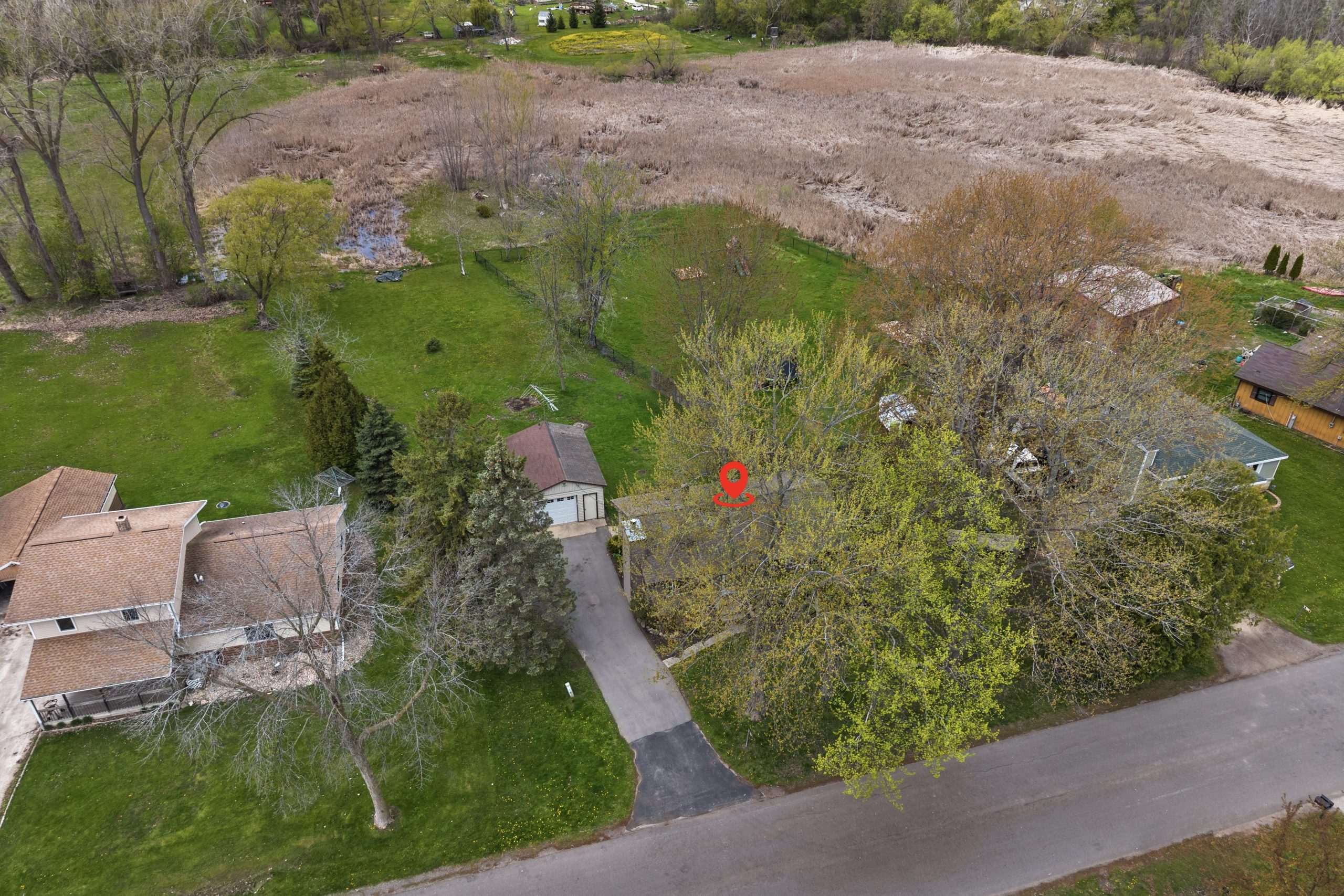 Aerial view of the lot at 607 Hunters Point Rd in Neenah Wisconsin