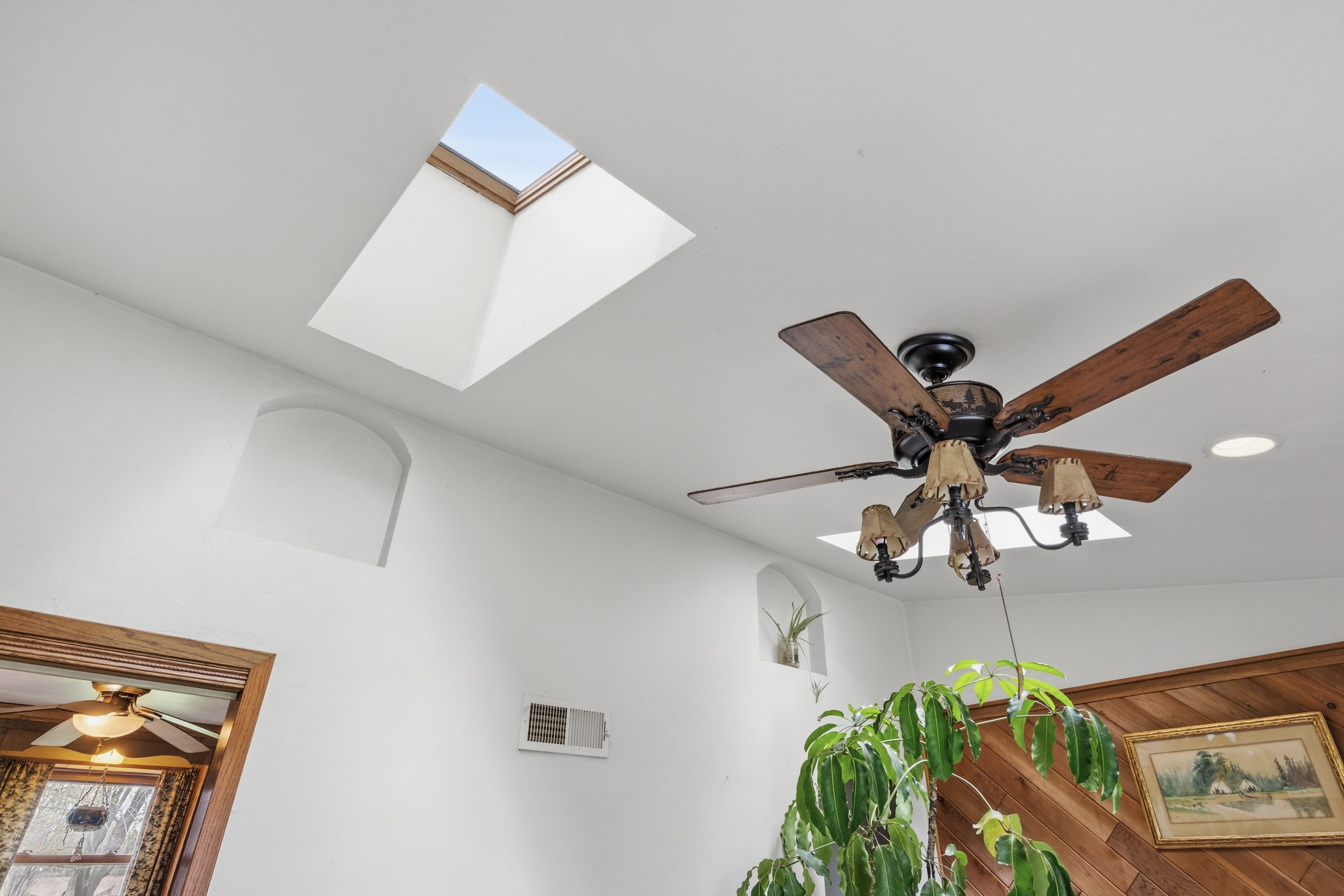Vaulted ceiling and skylight detail at 607 Hunters Point Rd in Neenah Wisconsin